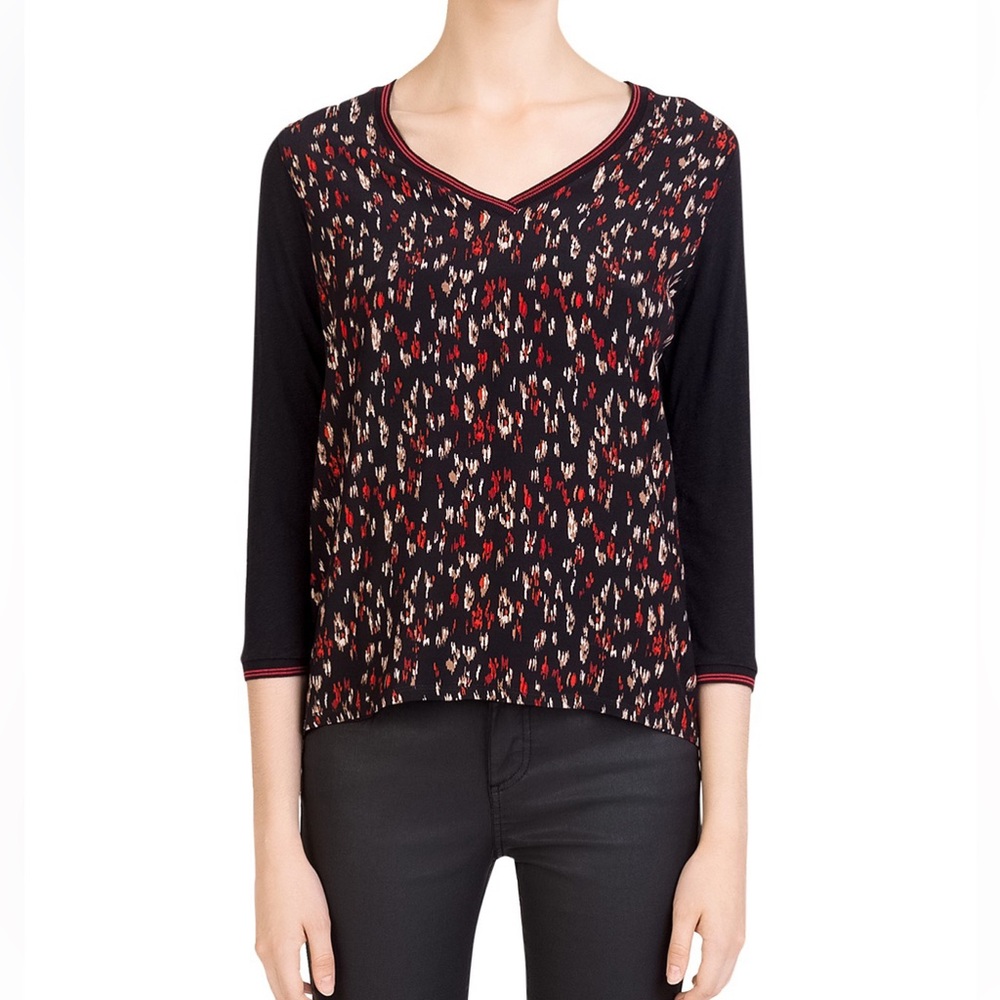Gerarld Darel Women Black Printed Top Blouse‎ size Small